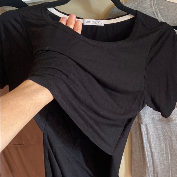 Nursing tops, set of 3-black, mauve & gray size S - Picture 2 of 8